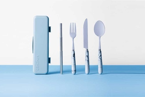 Mnched's full-sized, stainless travel cutlery set